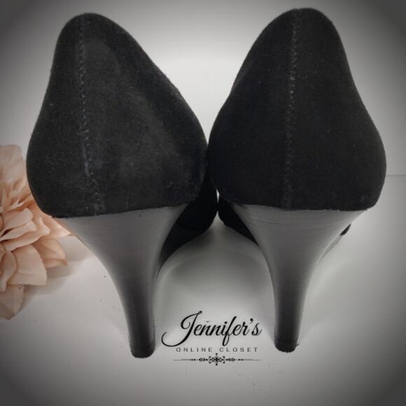 Joan & David Women's Black Manni Suede Loafer Wedges Size 8M - Picture 6 of 14